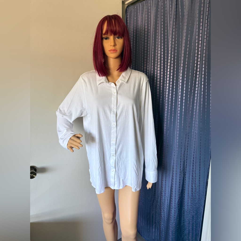 Martha Stewart White 100 Cotton Knit Stretch Shirt Xl Button Martha Stewart White 100 Cotton Knit Stretch Shirt Xl Button